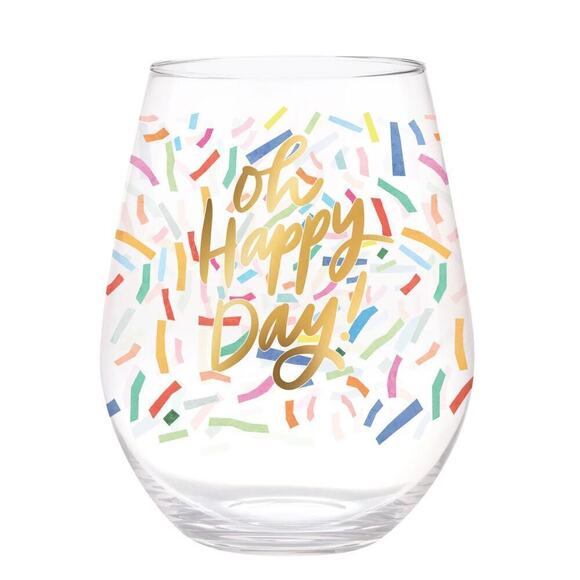 Slant Collections Oh Happy Day Jumbo Stemless Wine Glass 30 fl oz NIB- Gift - Picture 1 of 7